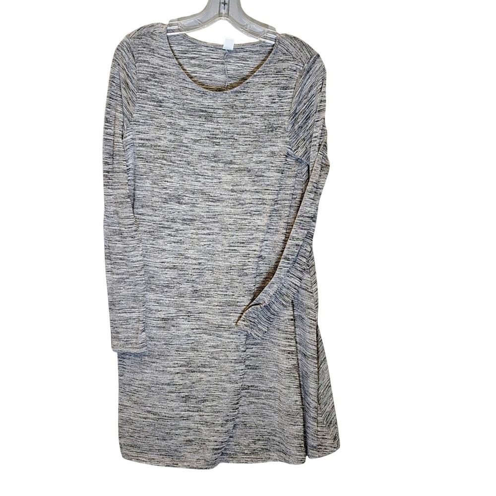 Old Navy Womens Grey Space Dye Marl Long Sleeve Knit Dress Librarian Chic Size M - Picture 2 of 10